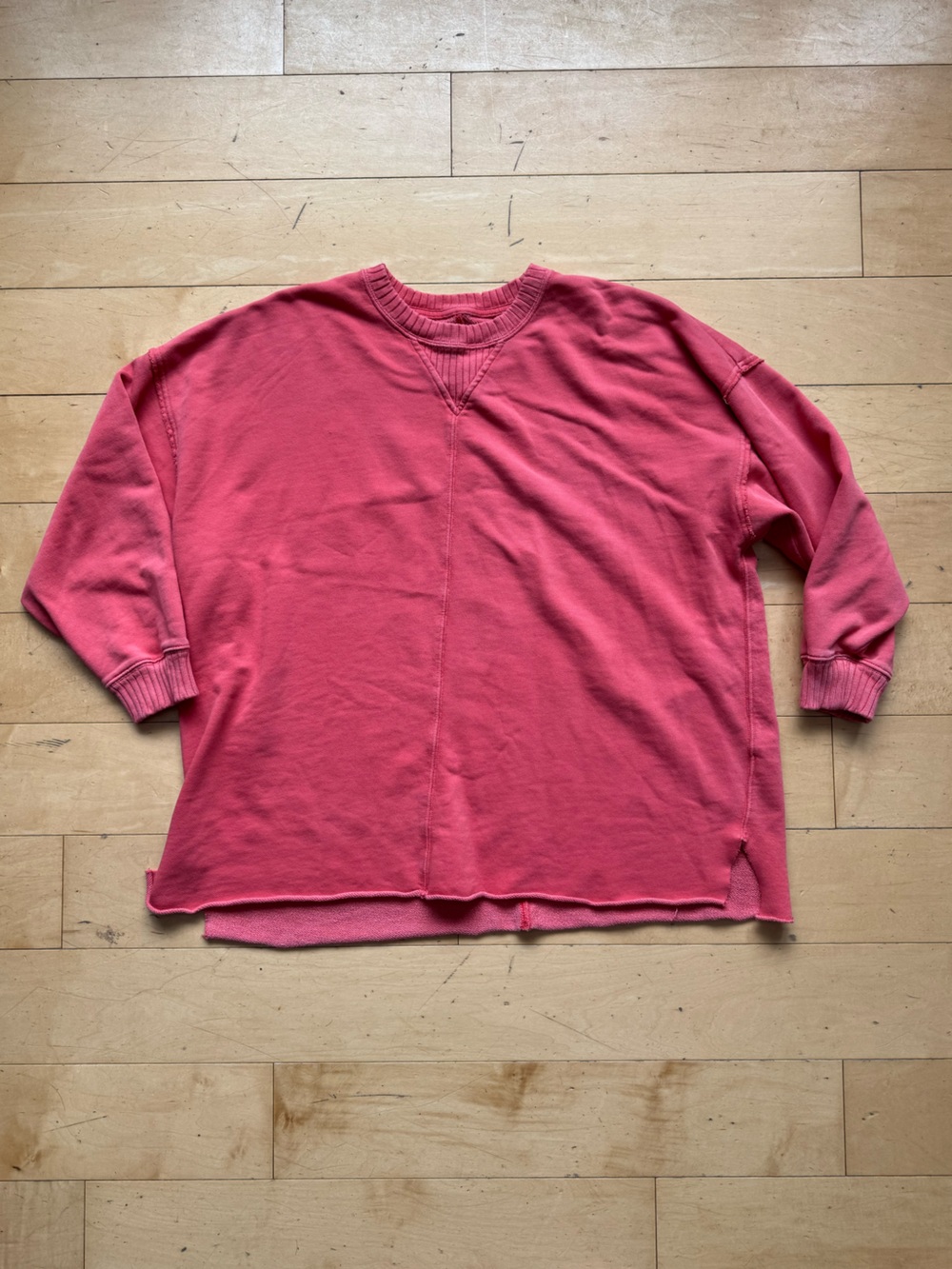 Oversized Aerie Crewneck Sweatshirt, Sz Medium cropped 3/4 sleeve raw edge - Picture 11 of 11